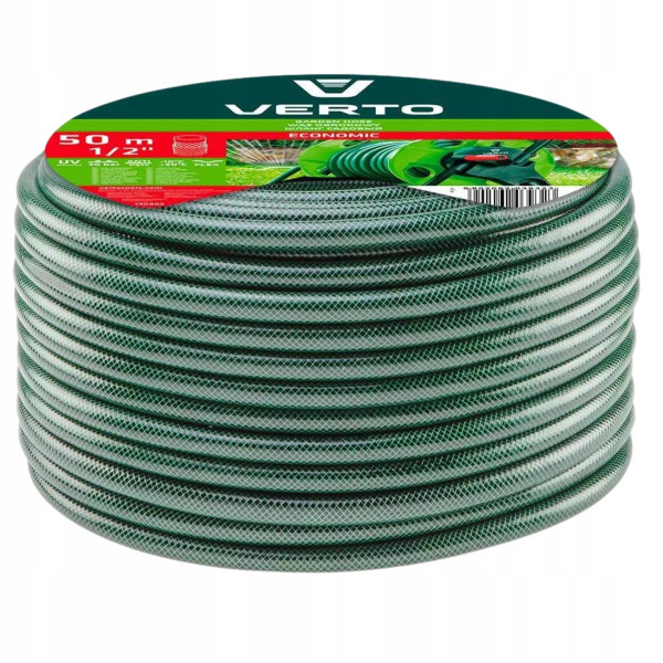 VERTO Wąż Ogrodowy 50m 1/2” UV   Zraszacz   Złączki