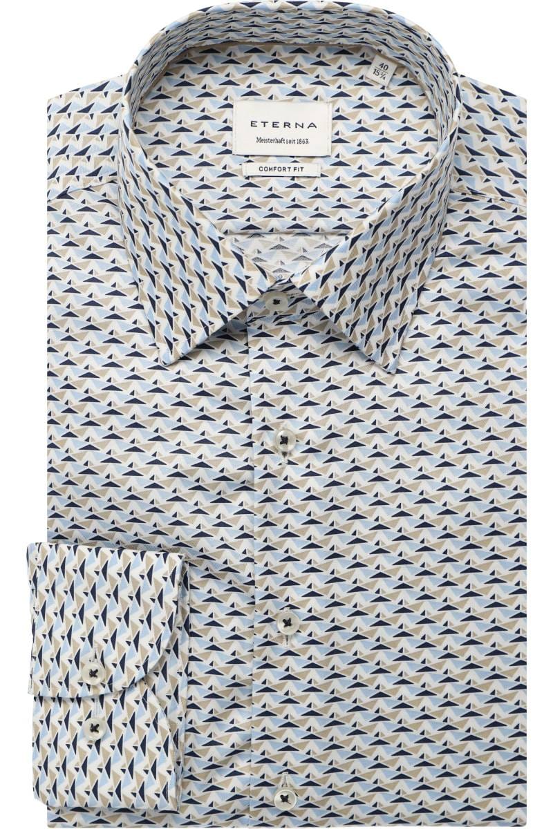 ETERNA Comfort Fit Hemd blau, Bedruckt (super langer Arm)