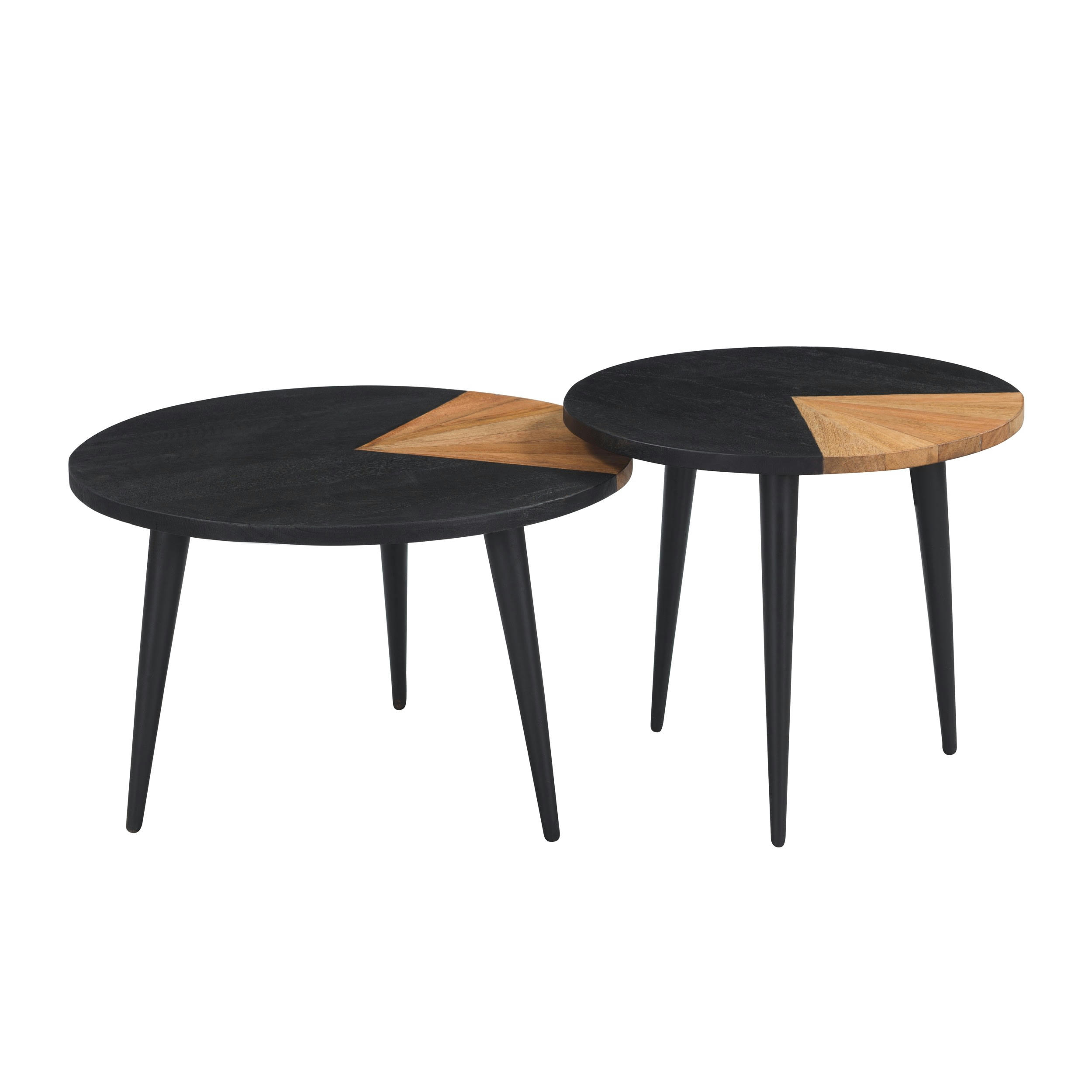 BINÔME - Set de 2 tables basses rondes en bois d'acacia