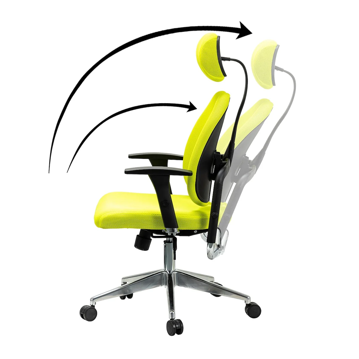 Technological and Futuristic Swivel Ergonomic Task Chair with Separated Backrest, Adjustable Arms, Back and Overall Height