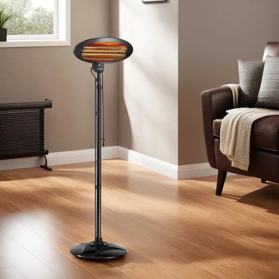 tectake Infraroodstraler Solaris Monolith 2000W in hoogte verstelbaar, Zwart