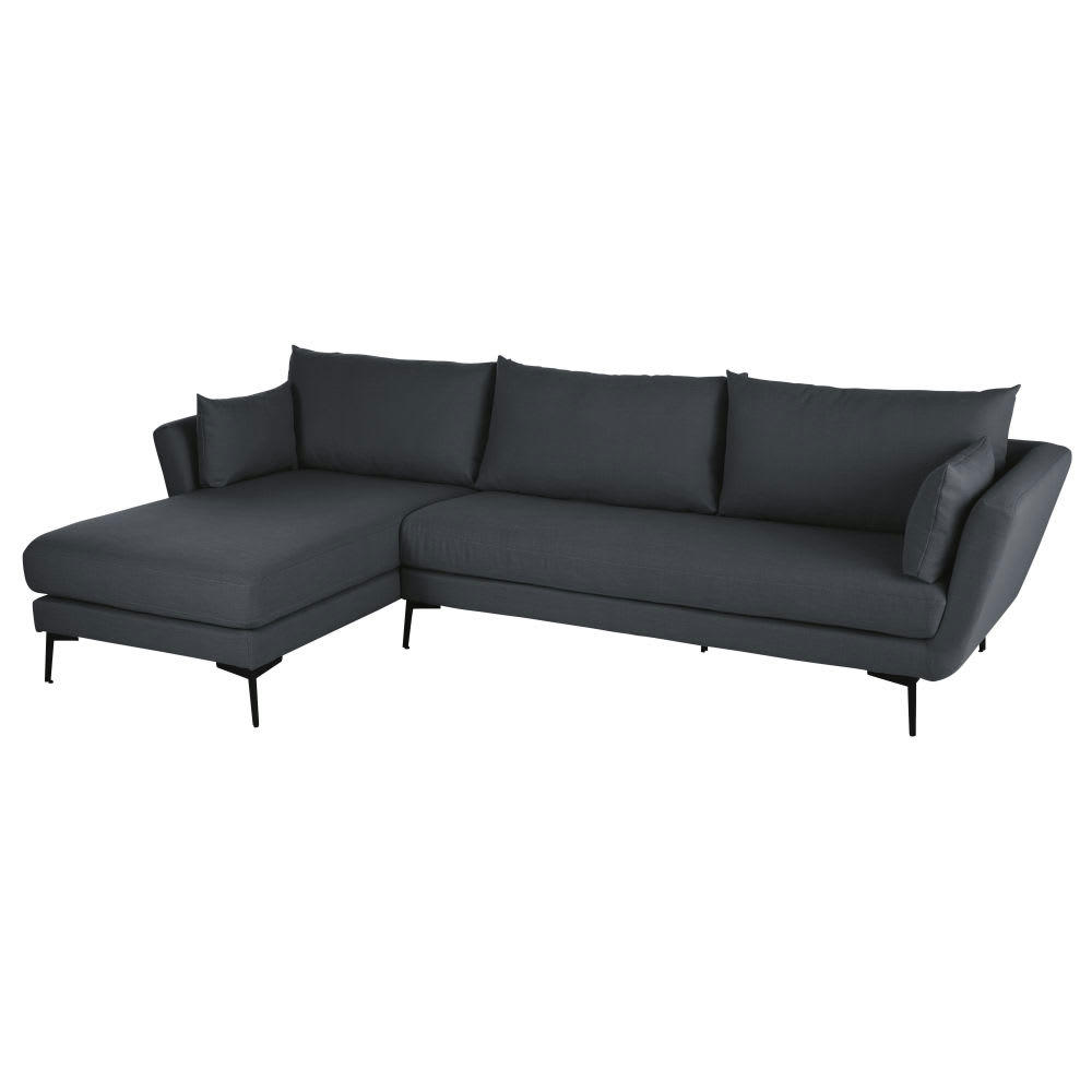 Prague - Canapé d'angle gauche 4/5 places gris anthracite