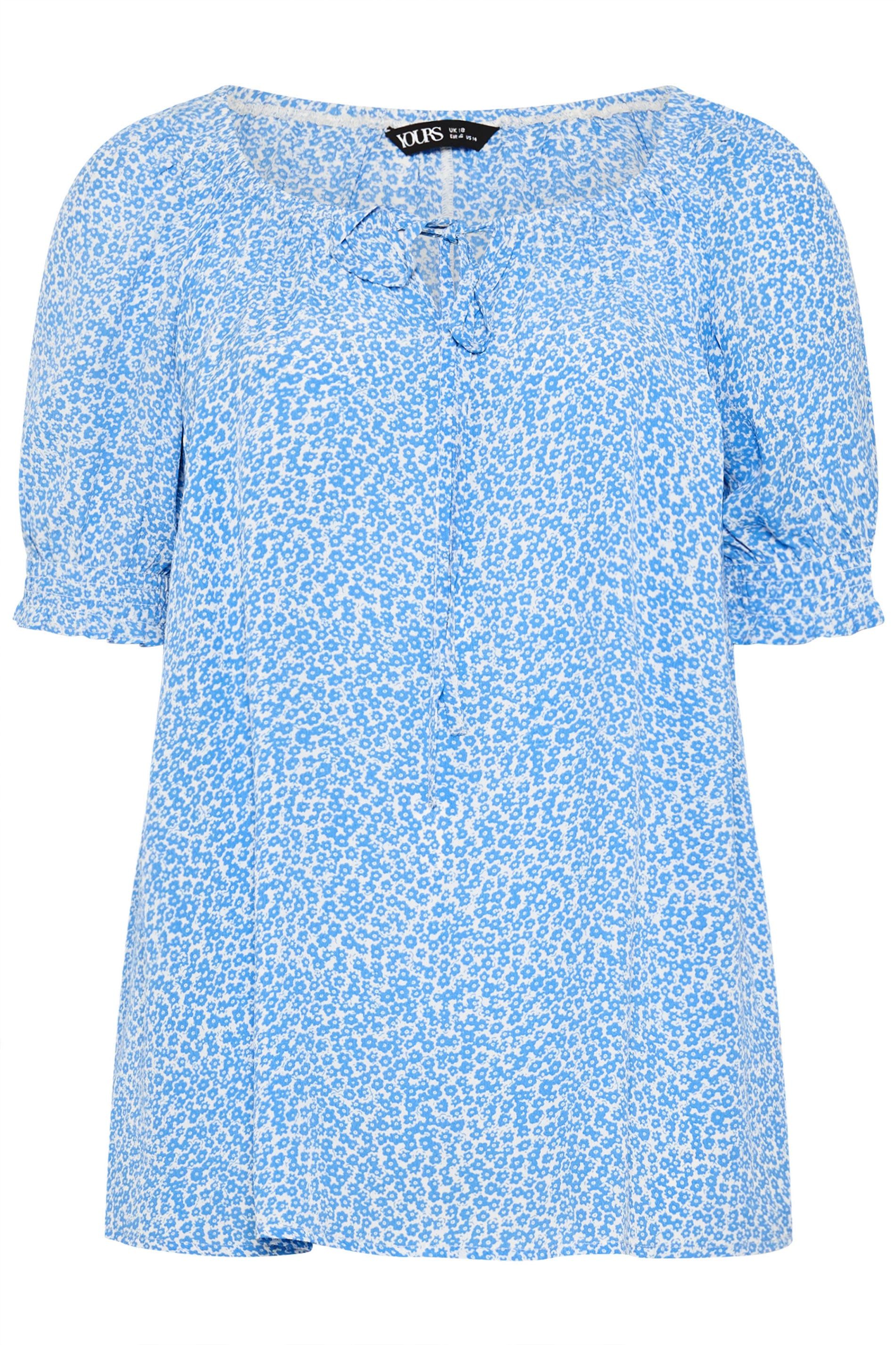 Yours Ditsy Floral Tie Neck Blouse