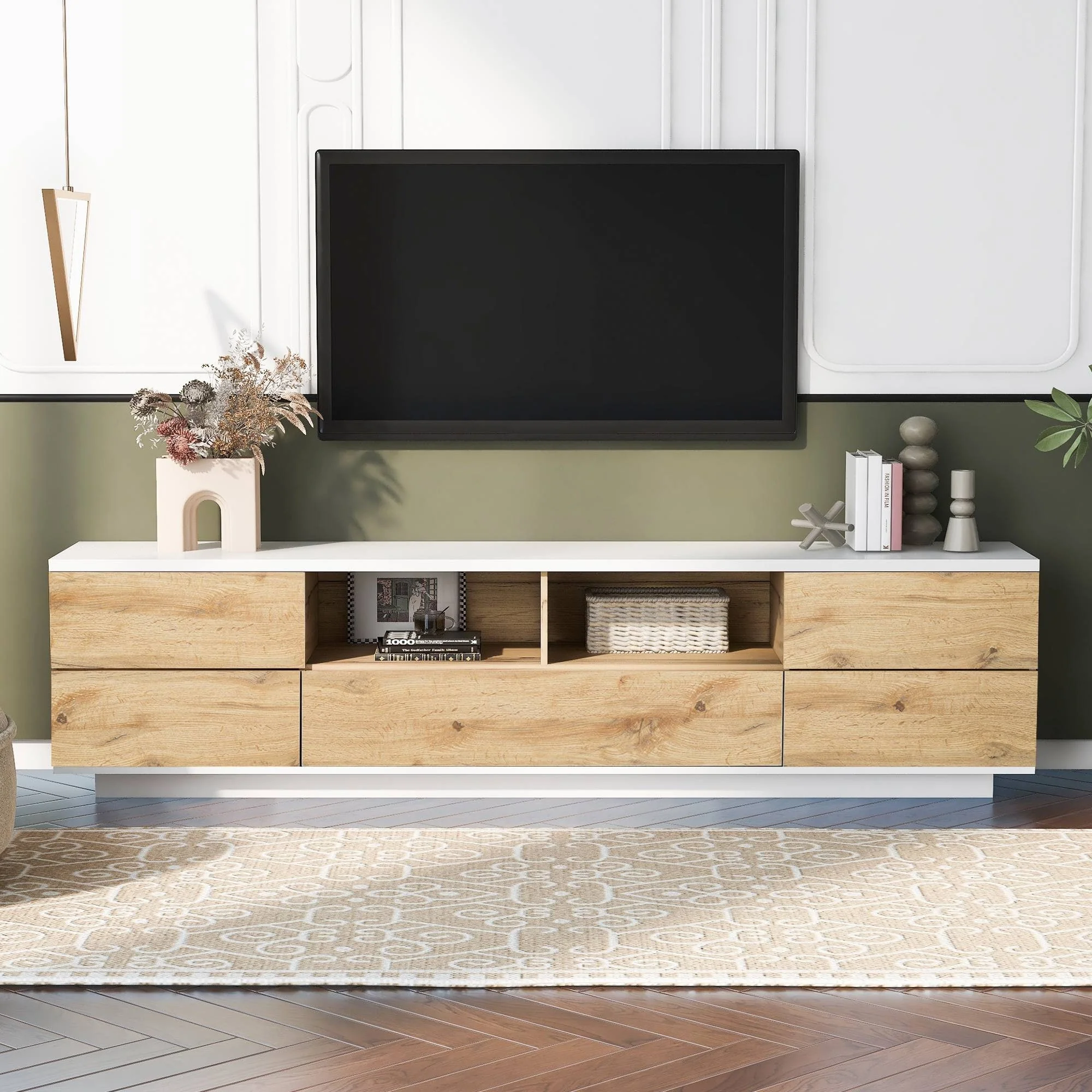 Modern Farmhouse Style Media Console, Living Room TV Stand