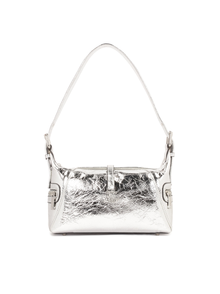 Silver metallic leather handbag