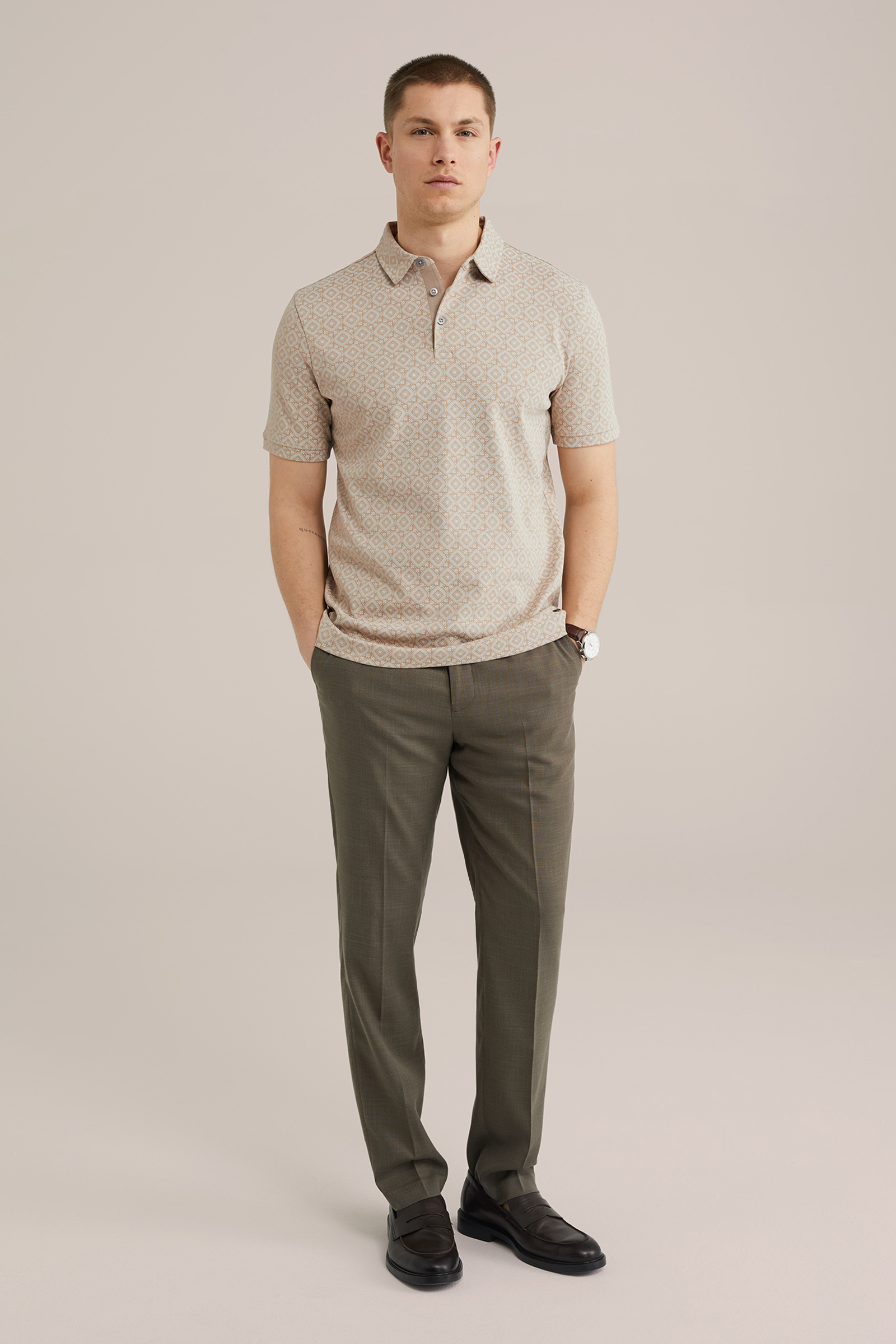 Heren slim fit polo met print