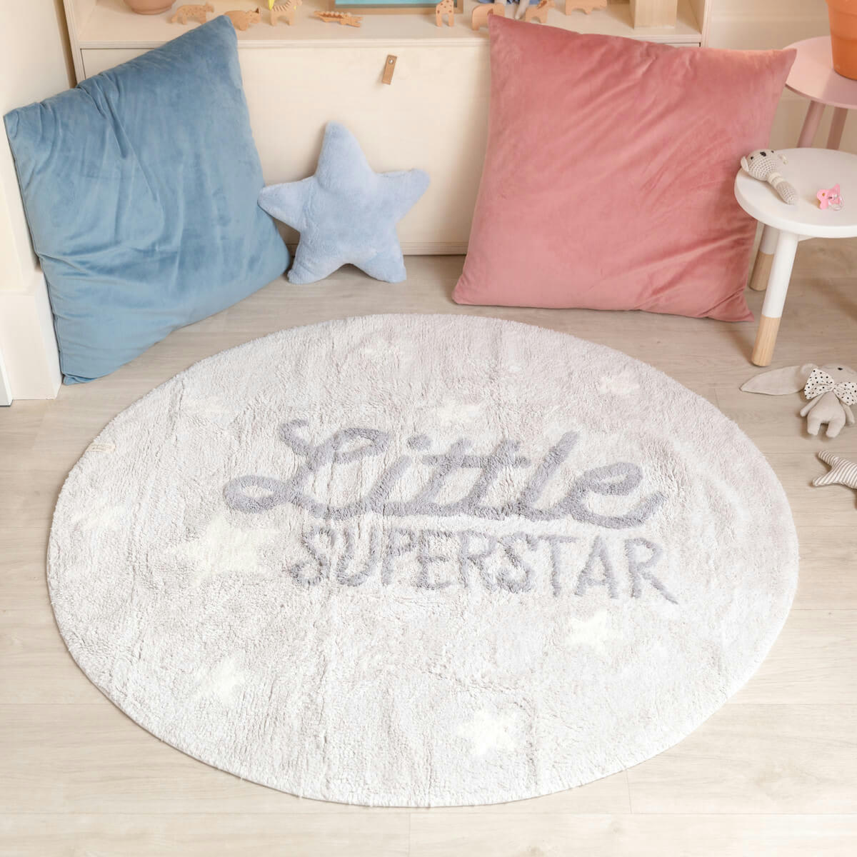 SUPERSTAR - Tapis coton rond lavable little superstar D120cm
