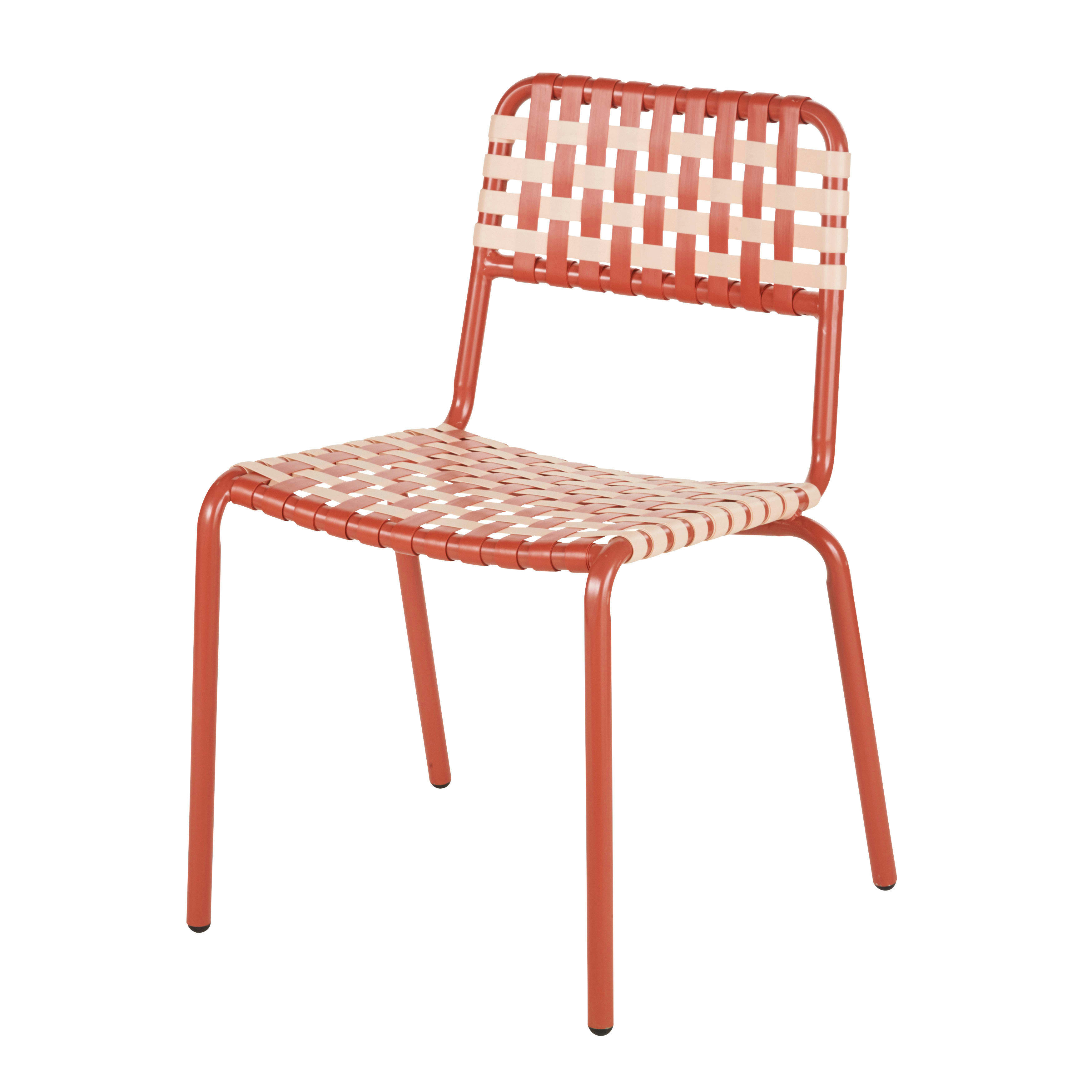 Naos Business - Chaise à dîner de jardin professionnelle en métal et résine terracotta et rose pêche
