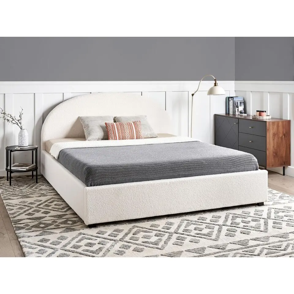 VAUCLUSE - Bed met opbergruimte - Gebroken wit - 180 x 200 cm - Boucl&eacute;