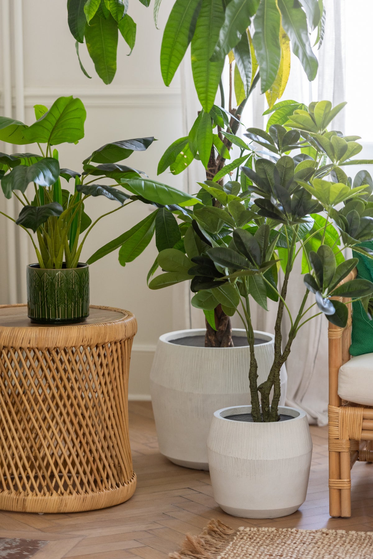 J-Line bijzettafel Cylindrisch - rotan - naturel