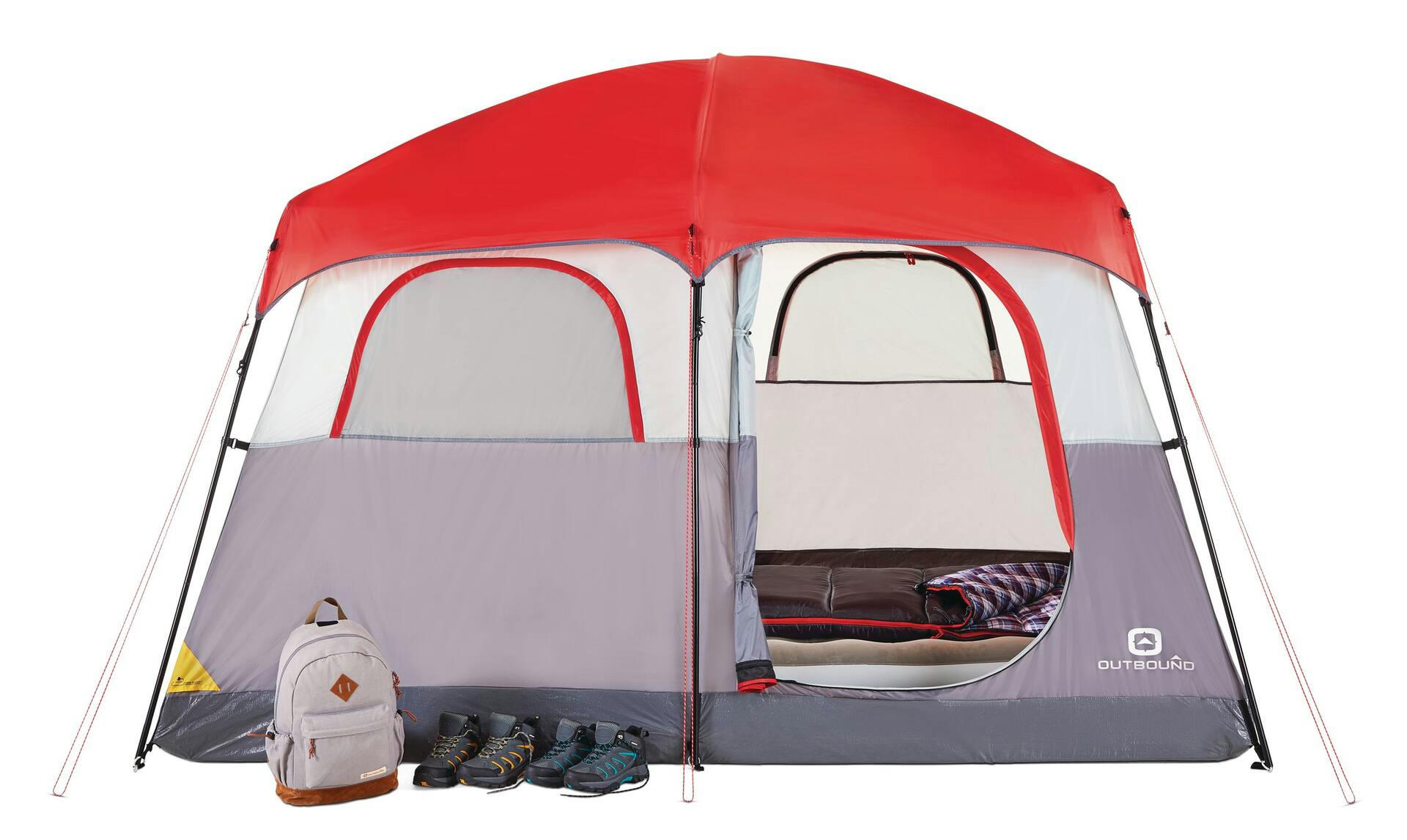 Outbound Hangout 3-Season, 6-Person Camping Cabin Tent w/ Rain Fly & Carry Bag