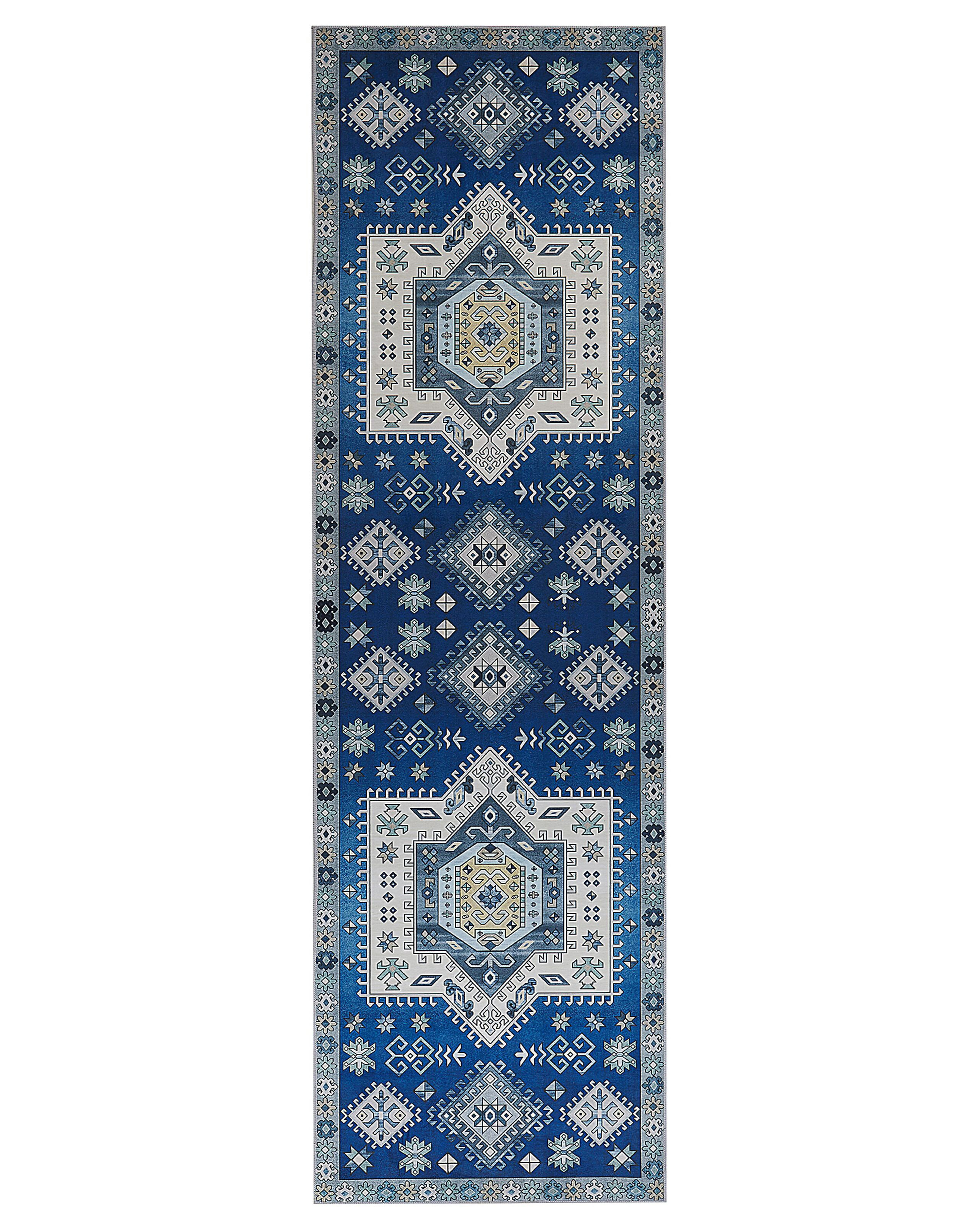 Dywan chodnik 60x200 cm niebiesko-beżowy