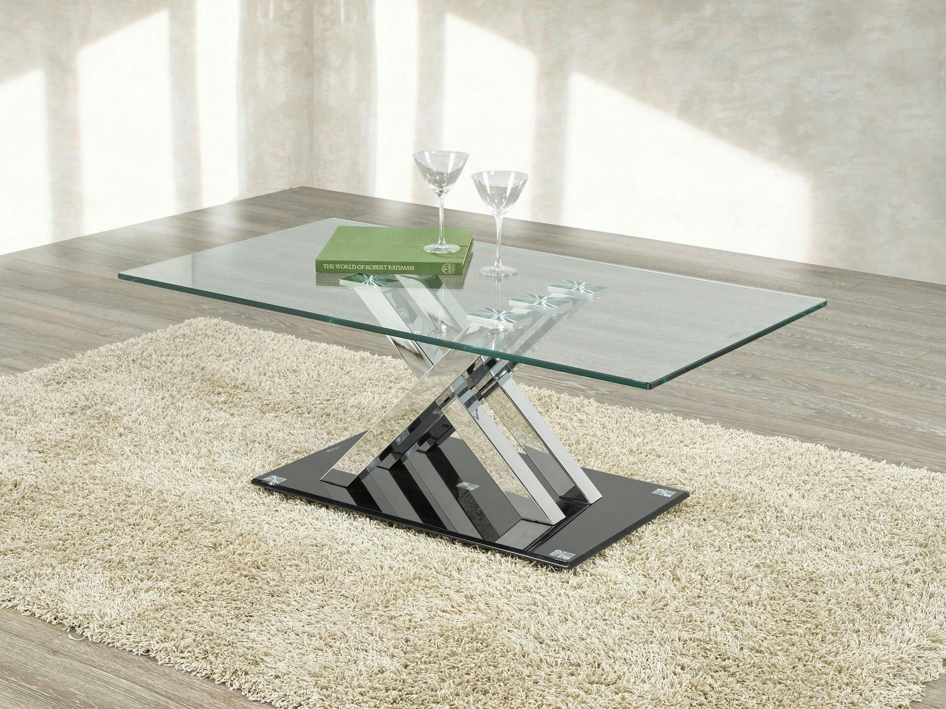 Brassex Fresno Accent Coffee Table, Silver/Black