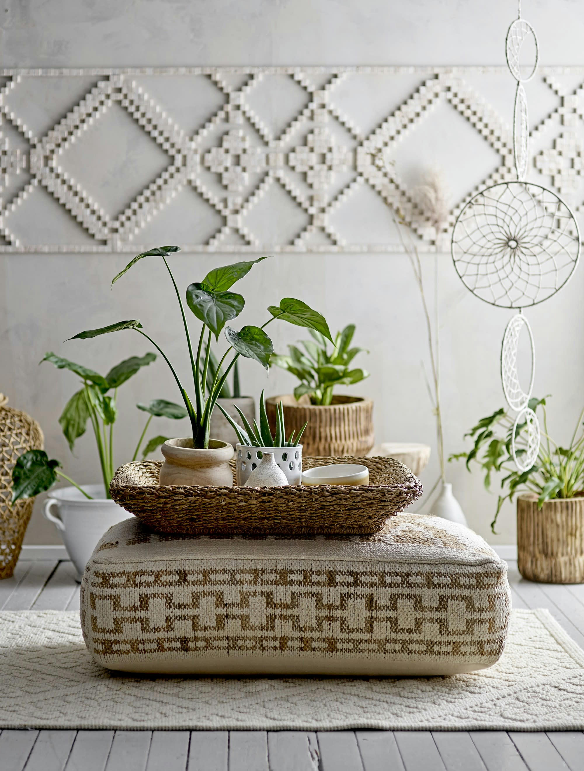 JARSY - Lanterne en grès blanc H18