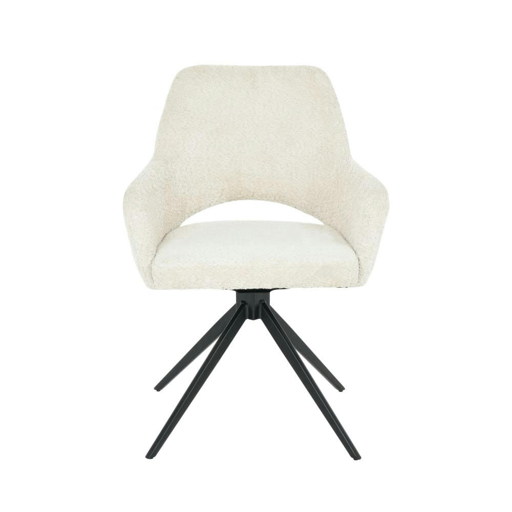 IVAR - Chaise de bureau en tissu bouclette et métal écru chiné