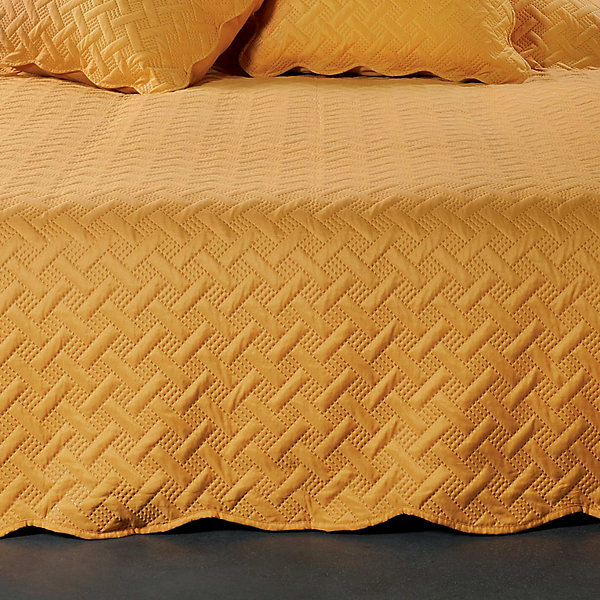 Couverture molletonné surpiquage graphique (150x150 cm - Jaune)