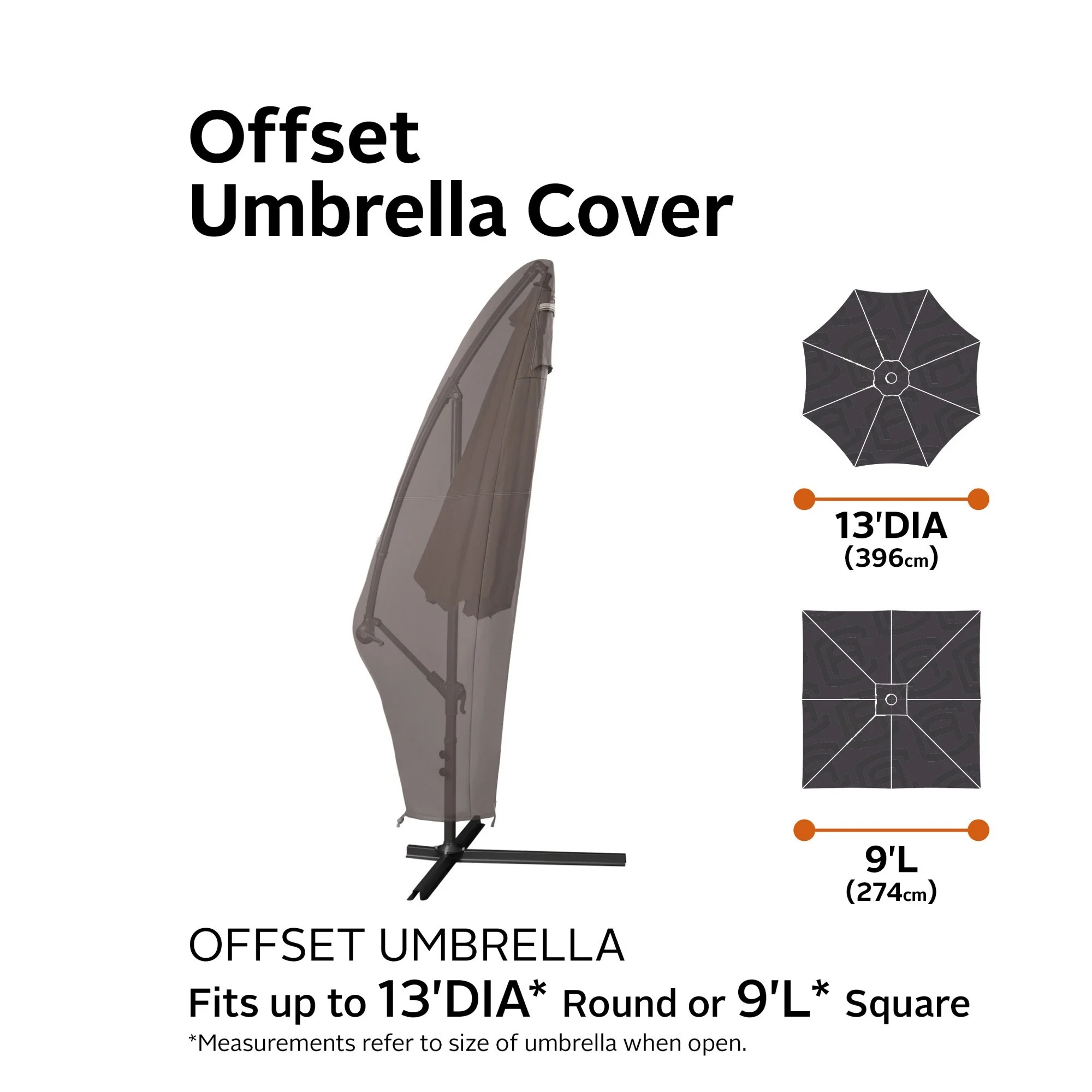 Classic Accessories Ravenna Water-Resistant Offset Patio Umbrella Canopy and Frame Cover, 13 Foot