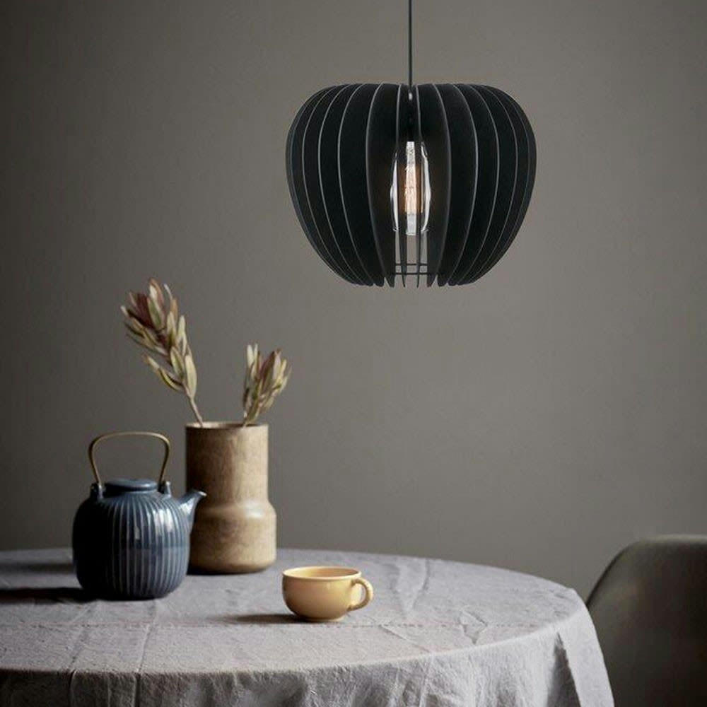 TRIBECA - Suspension en bois noir avec abat-jour ouvert Ø38 cm