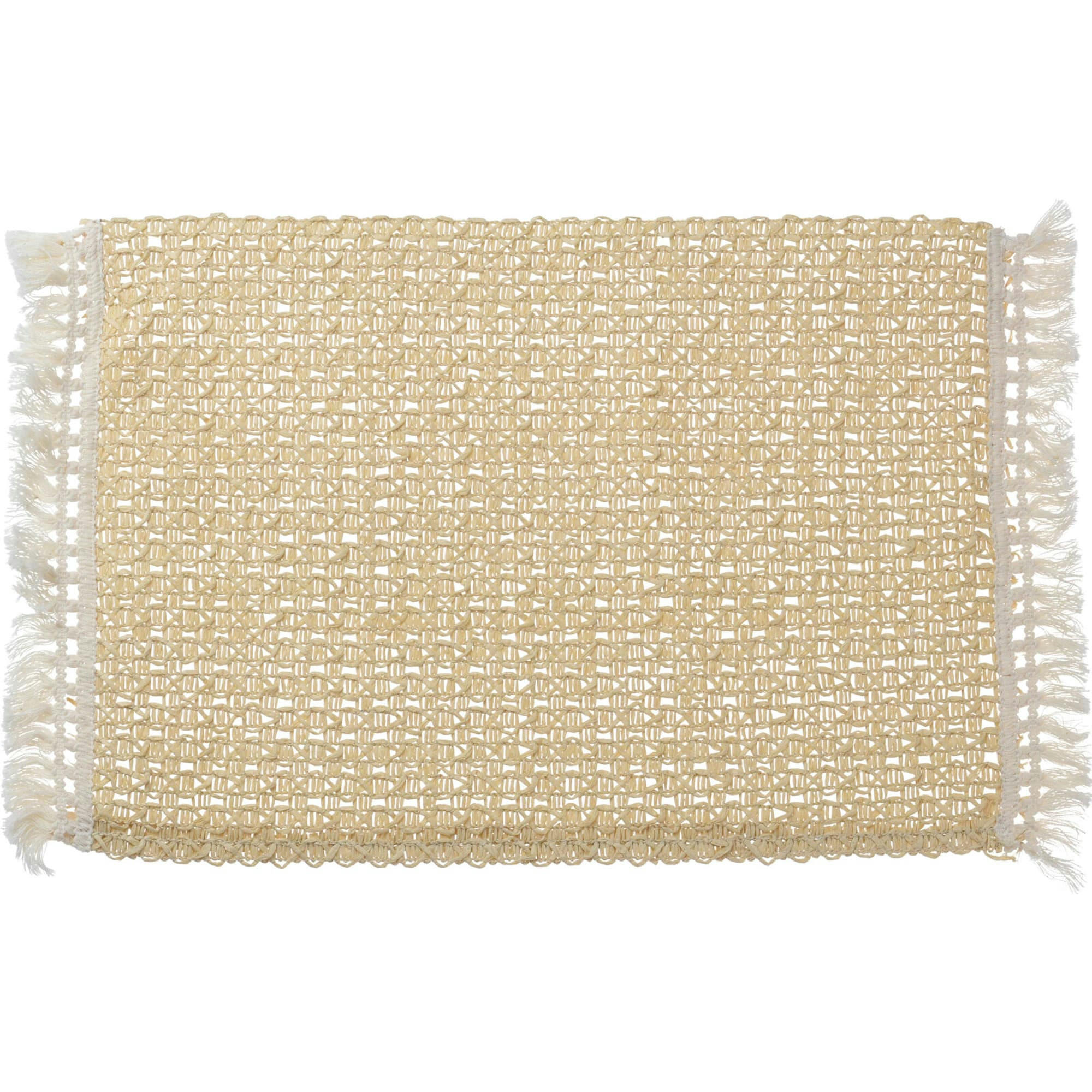 - Set de table rectangulaire beige et blanc - 51x30cm