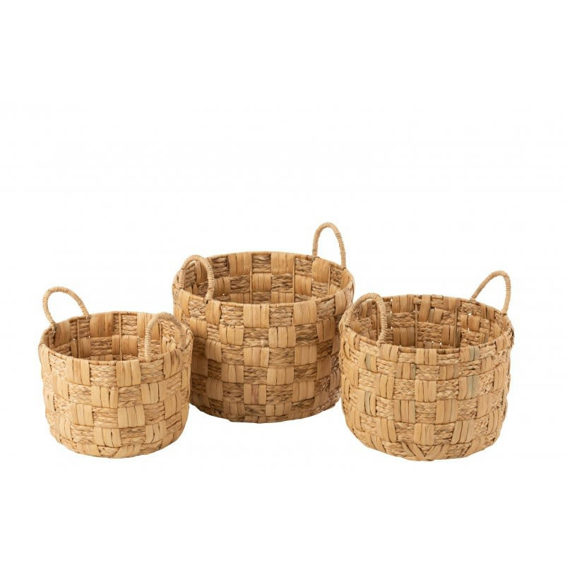 JACINTHE - Set de 3 paniers ronds jacinthe d'eau naturelle 44cm