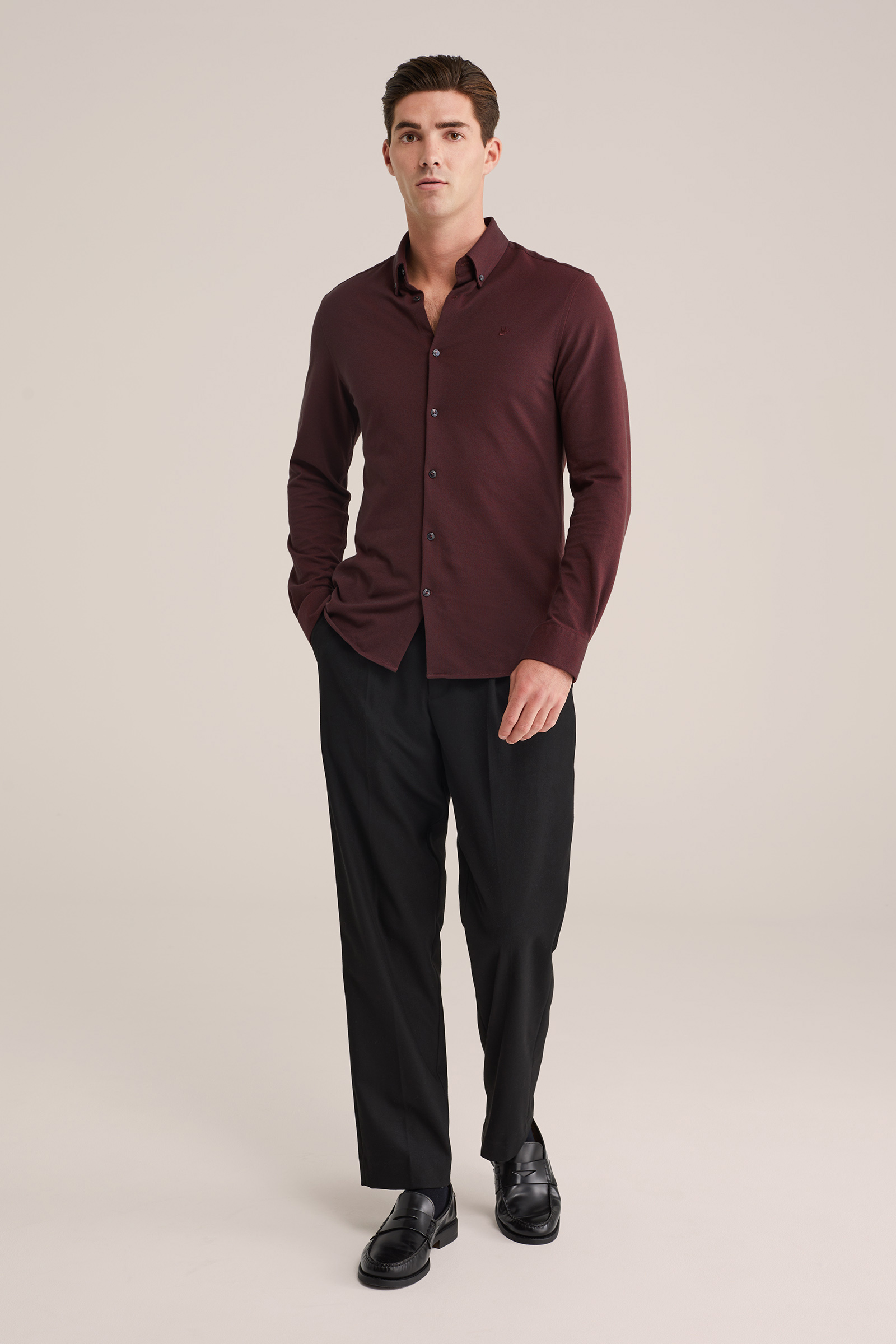 Heren tall fit overhemd van piqu&eacute;jersey