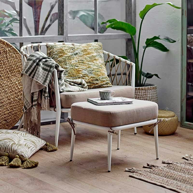 CIA - Chaise en tissu blanc et marron 78x72x80 cm