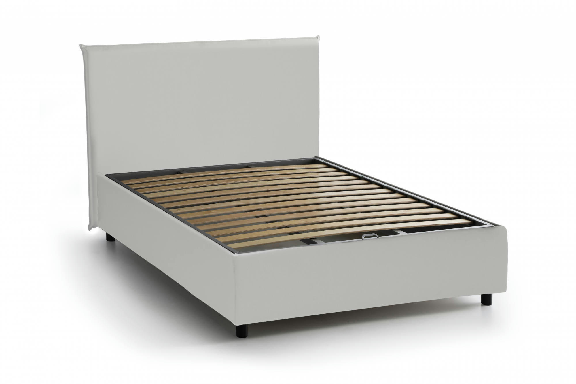 AUREA - Lit coffre 140x190 cm en éco-cuir blanc