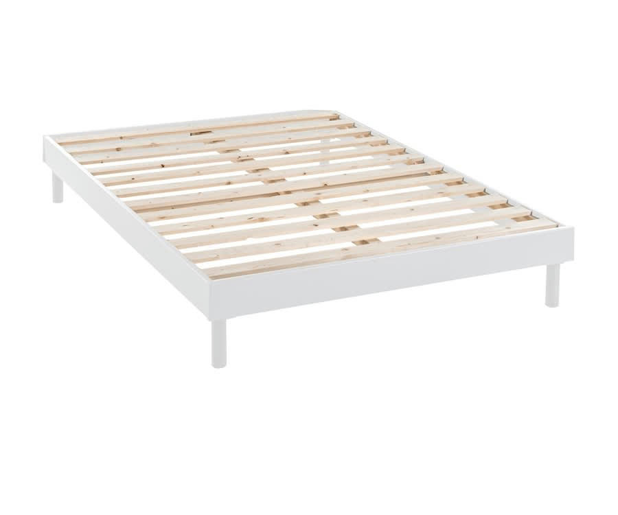 BLANC - Sommier en Kit A latte Blanc 160x200