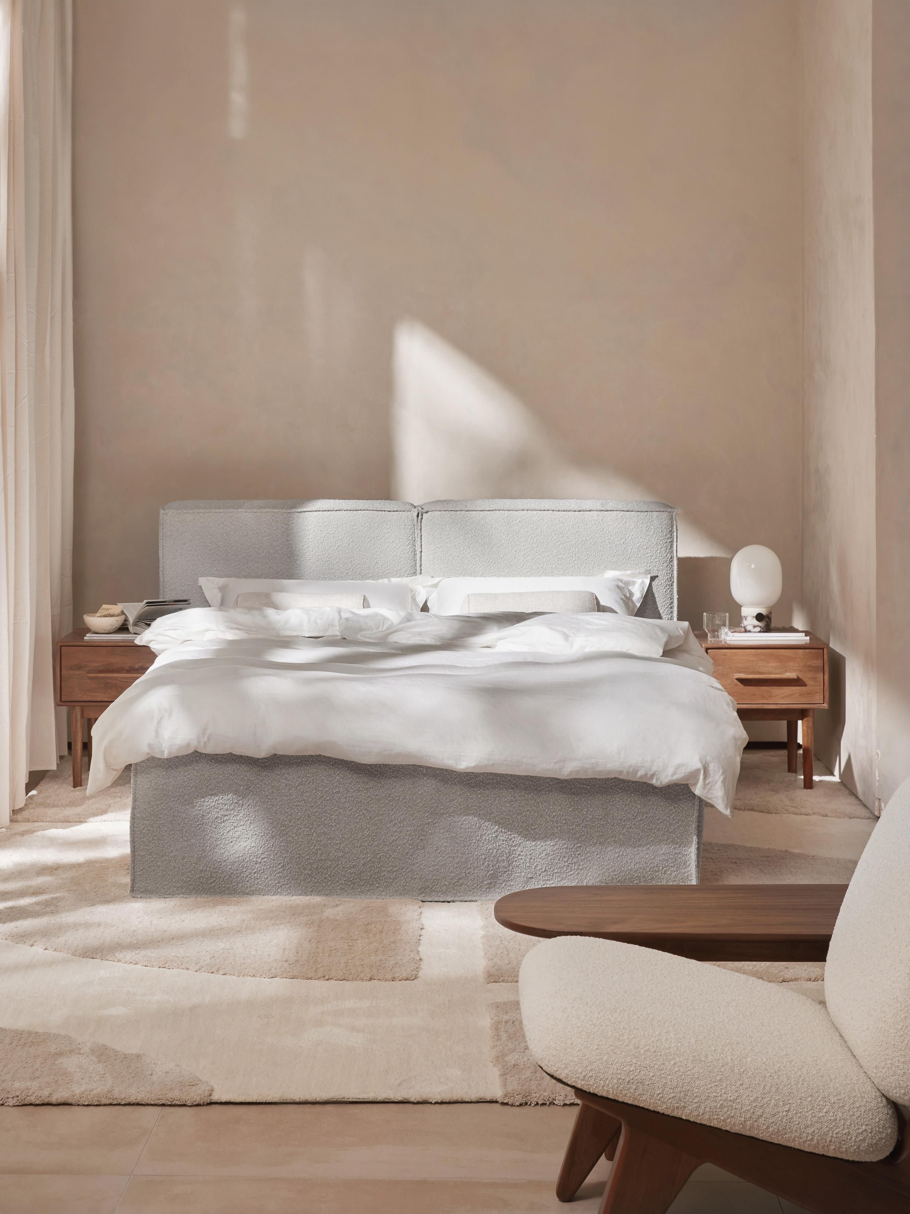Bouclé-Boxspringbett Lennon