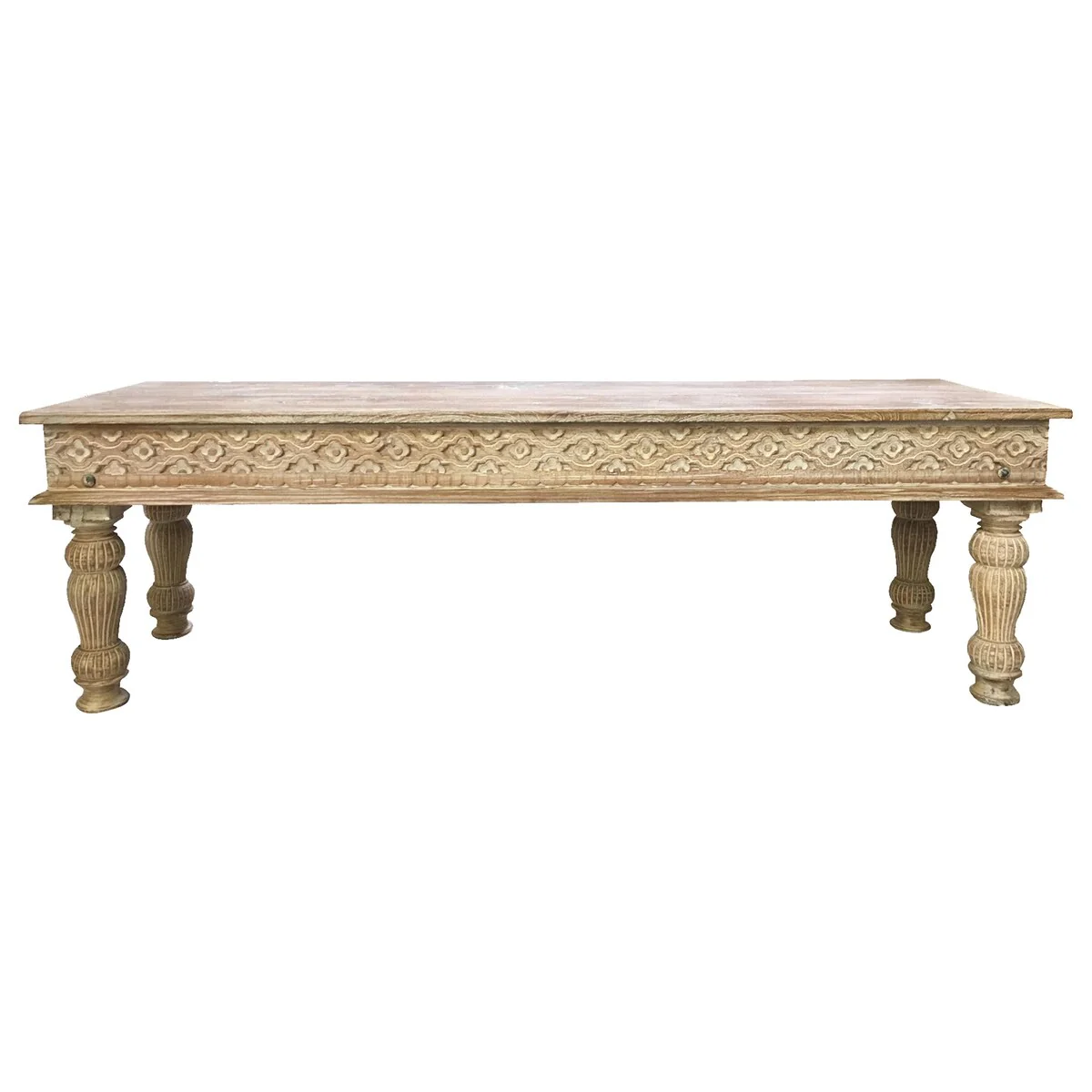 Providence 58-inch Carved Teak Dining Bench - White