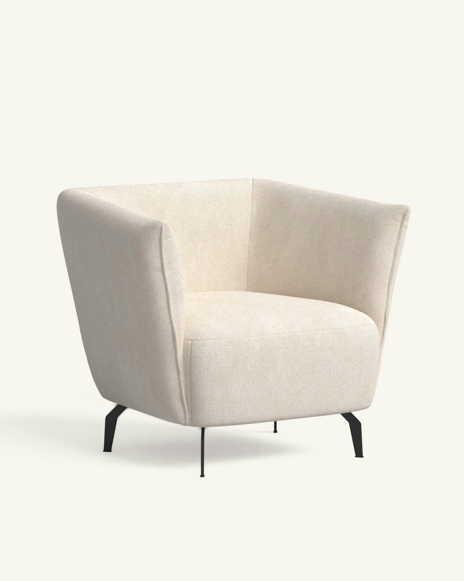 LEZA - Fauteuil avec tissu fabriqué à la main en couleur beige
