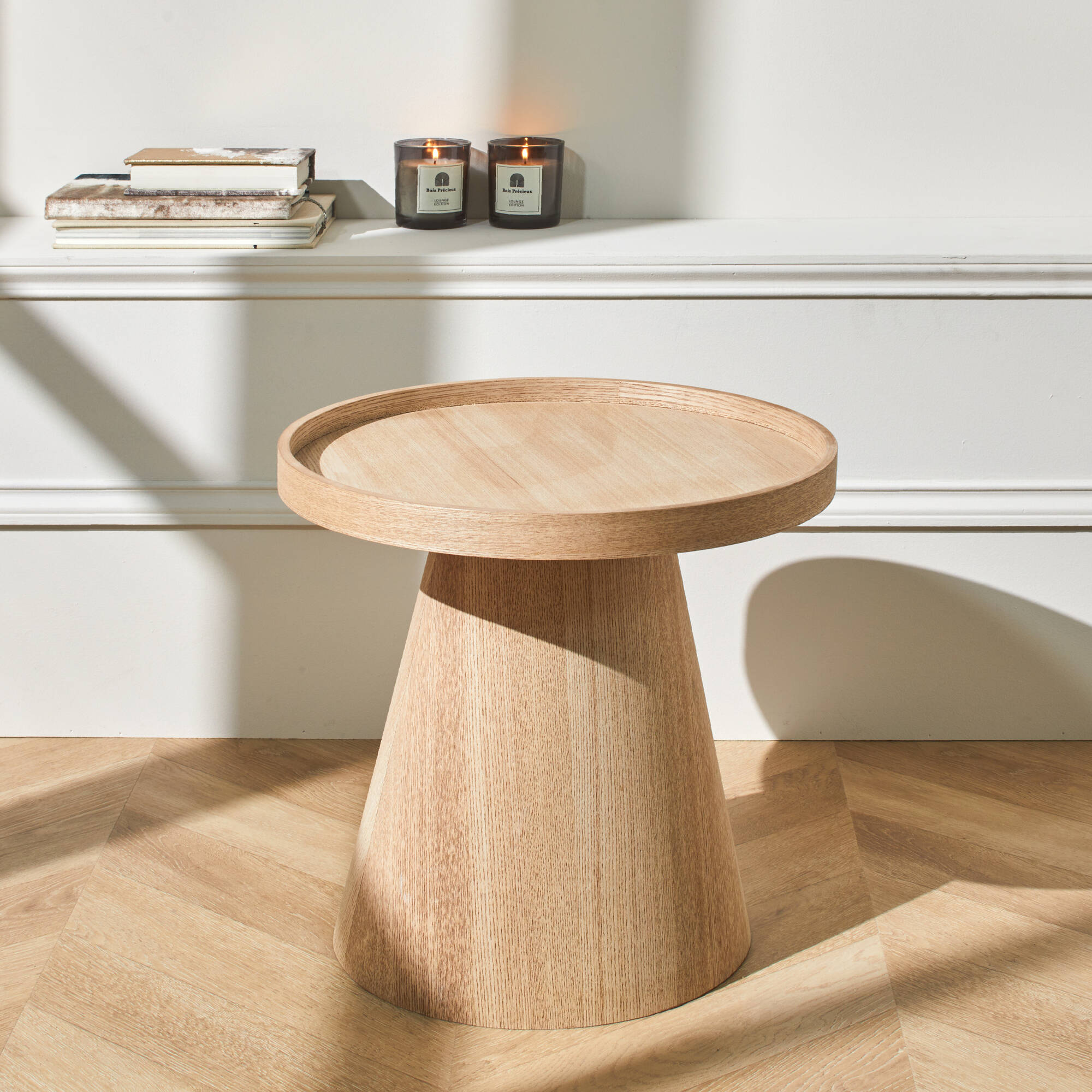 Table d'appoint ronde coloris bois
