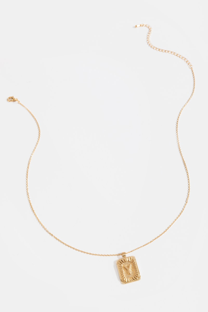 Initial ID Tag Pendant Necklace