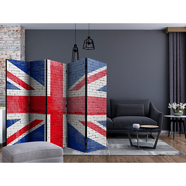 Paravent Design Drapeau Britannique pour Intérieur Chic 225 x 172 cm Blanc et Orange