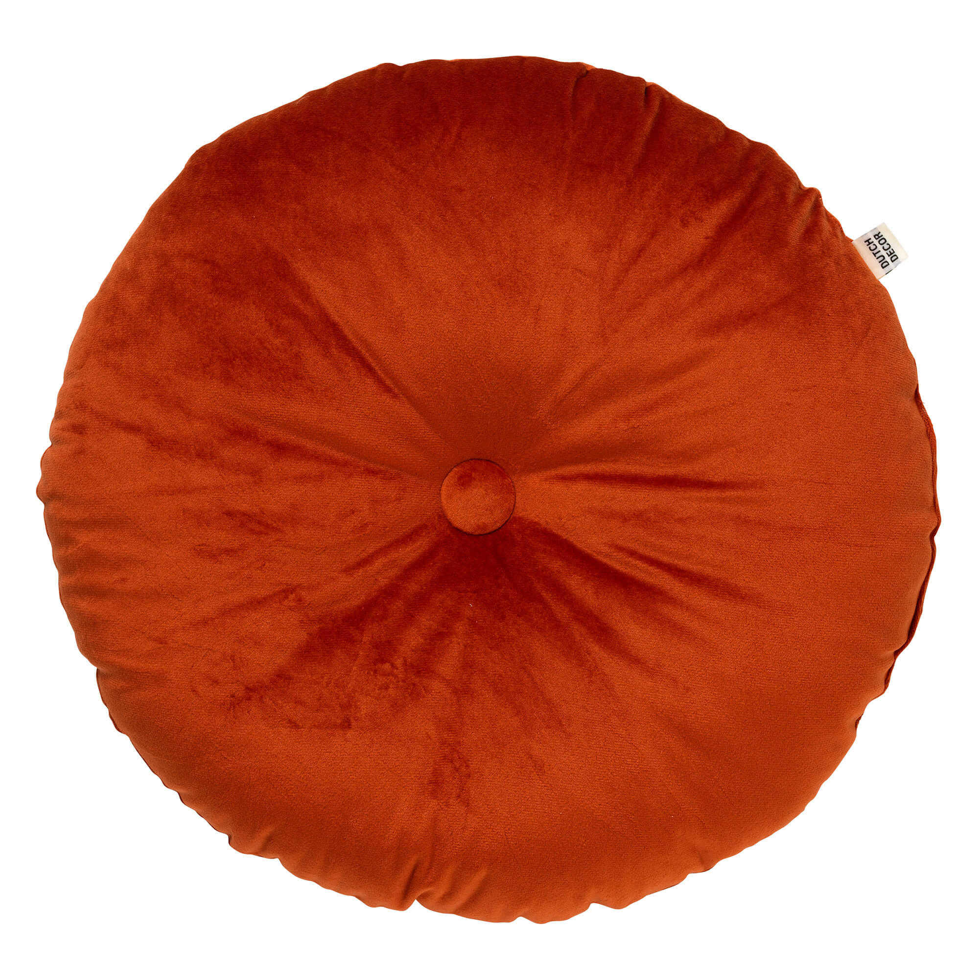 OLLY - sierkussen Ø38 cm - rond velvet - Potters Clay - oranje