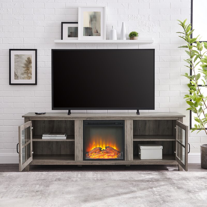 Dake TV Stand for TVs up to 78 with Electric Fireplace Included