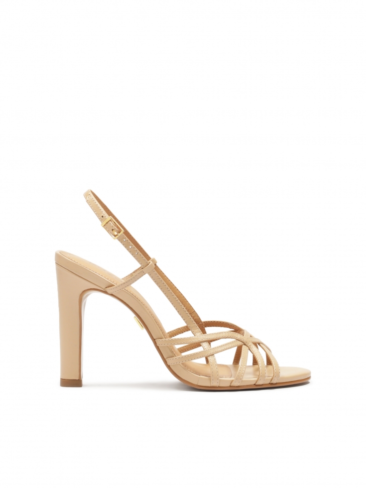 Beige open-toe heeled sandals