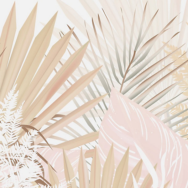 Crédence cuisine en aluminium - floral beige et blanc - 360x50 cm (en 3 bandeaux)
