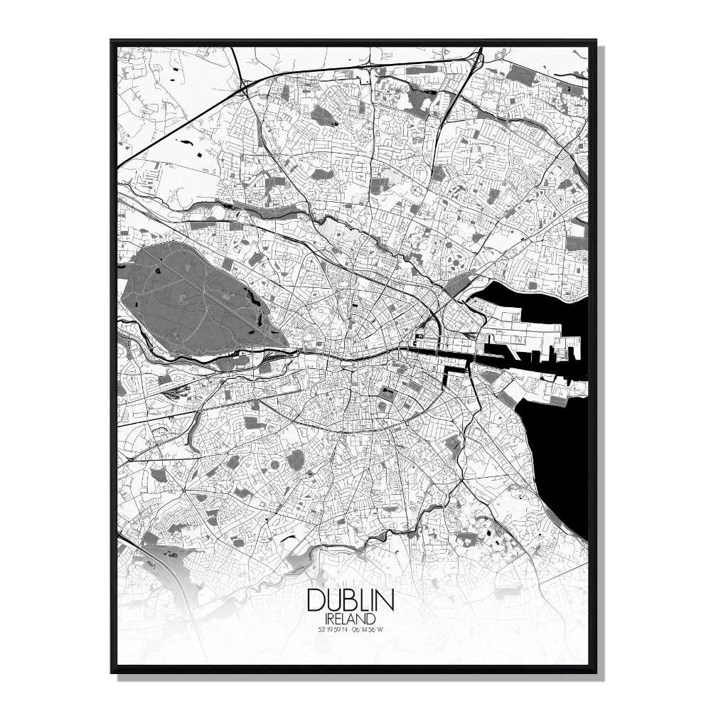 - Affiche Dublin Carte N&B 40x50