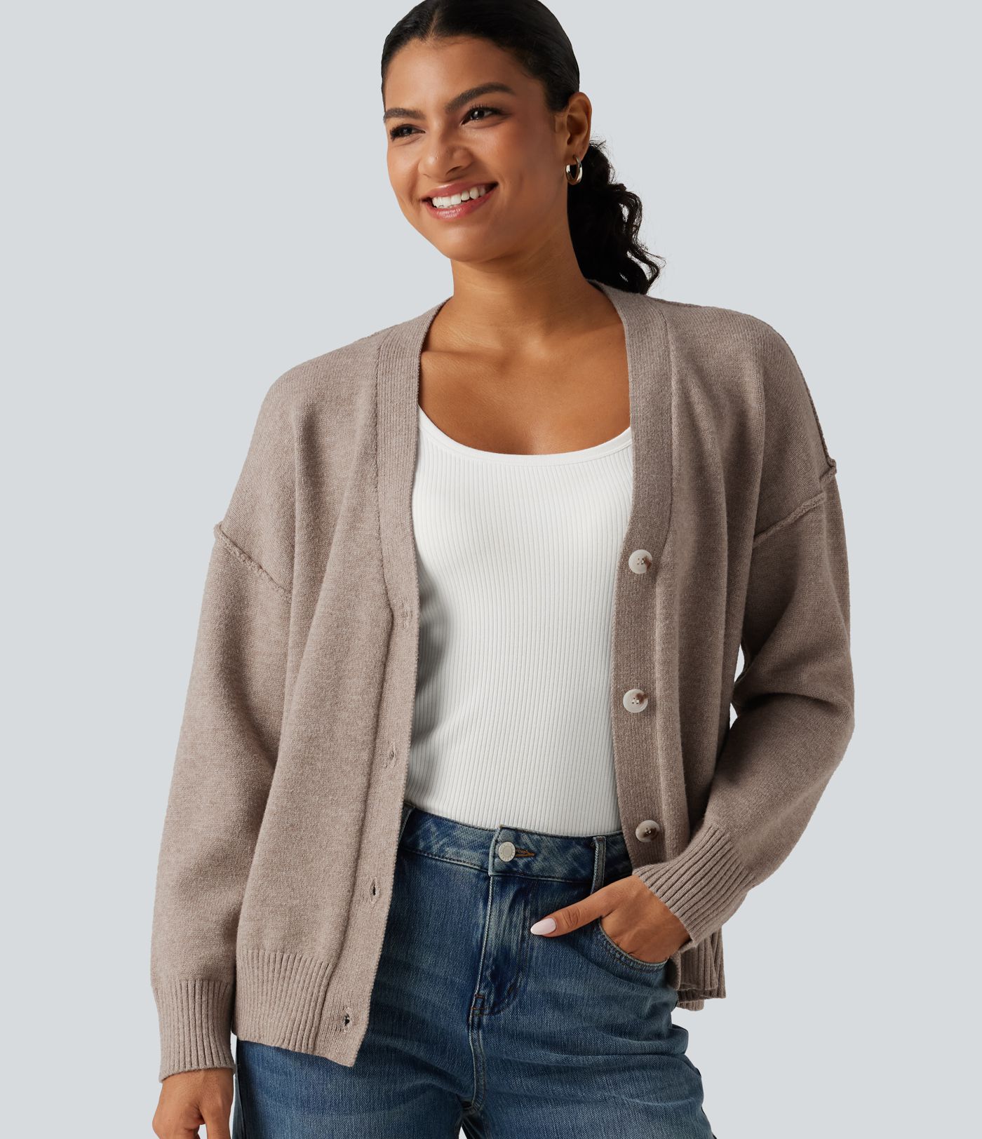 Cardigan à épaules tombantes et manches longues