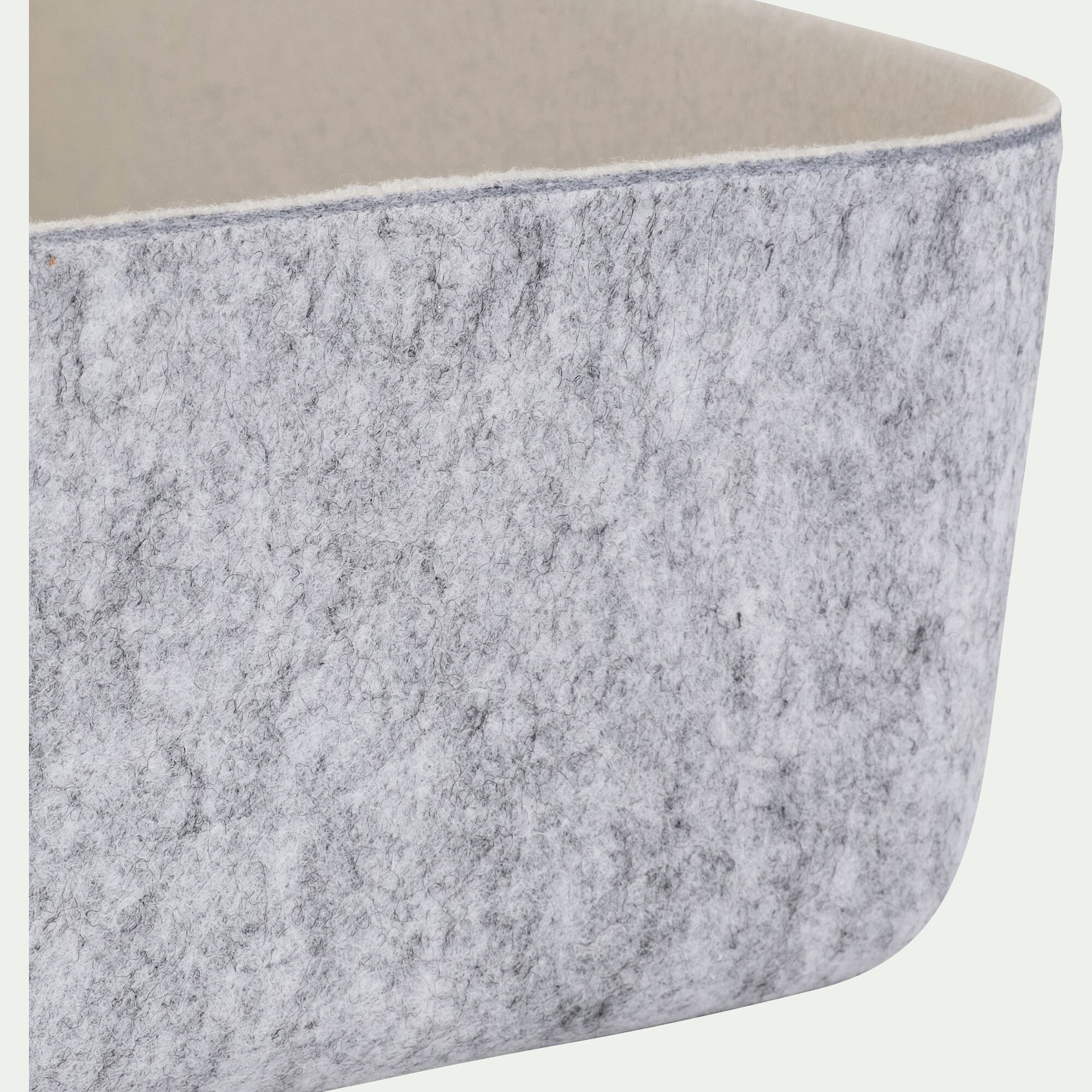 ALBIN - Lot de paniers de rangement en feutrine - gris