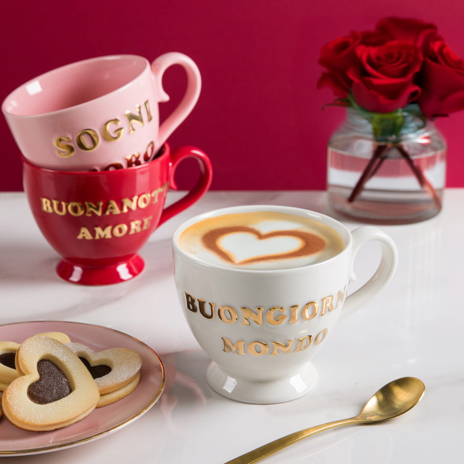Tazza porcellana bianca Buongiorno Mondo 500 ml Loving