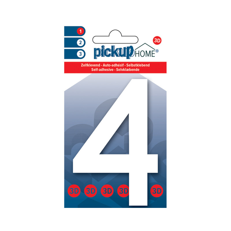 Chiffre 4 adhésif Rio blanc 10 cm PICKUP