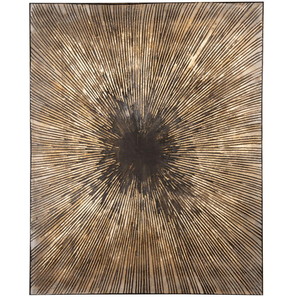 - Toile peinte marron, dorée et noire 80x100