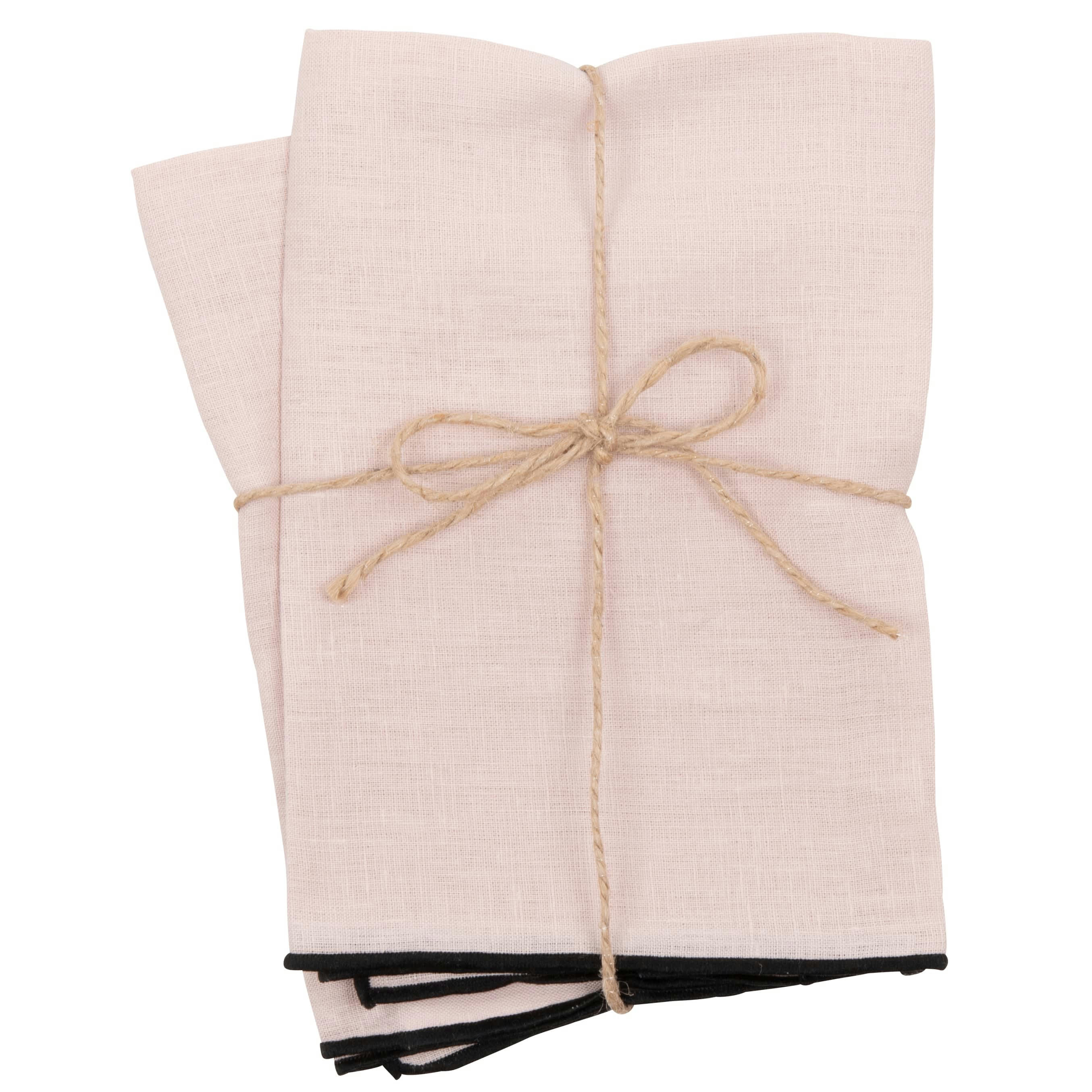 - Serviettes en lin rose 42x42 (x2)