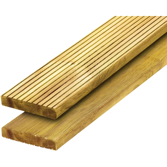 Holz-Terrassendielen, Breite: 14,6 cm, Stärke: 2,7 cm, kesseldruckimprägniert, 1 Stk.