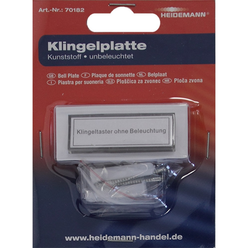 Bouton-poussoir pour sonnette avec étiquette blanc HEIDEMANN