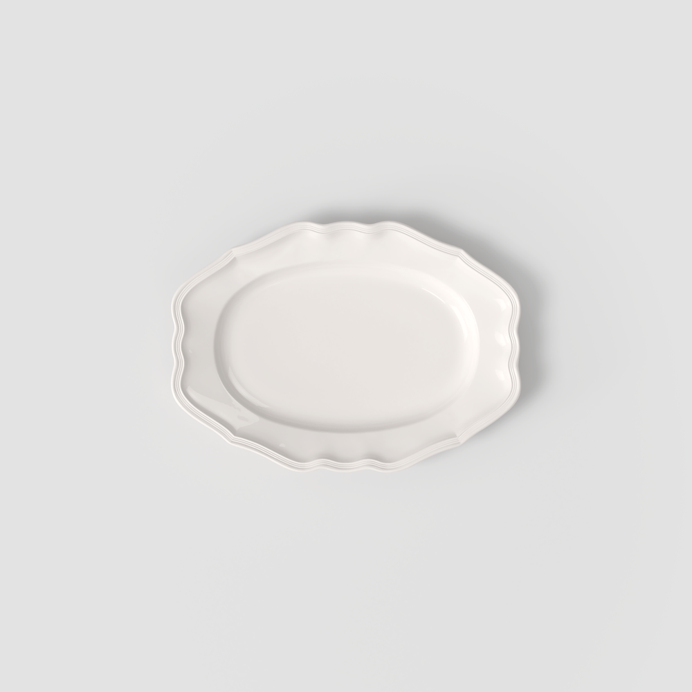 Manoir Serving Platter - White, 14.5'' x 10.4'', Premium Porcelain