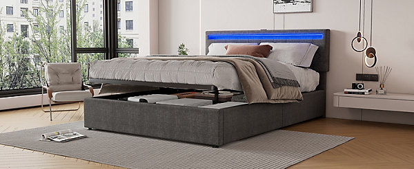 Lit Simple 90x200cm, Canapé-Lit avec Lit Escamotable, Style Minimaliste, Beige
