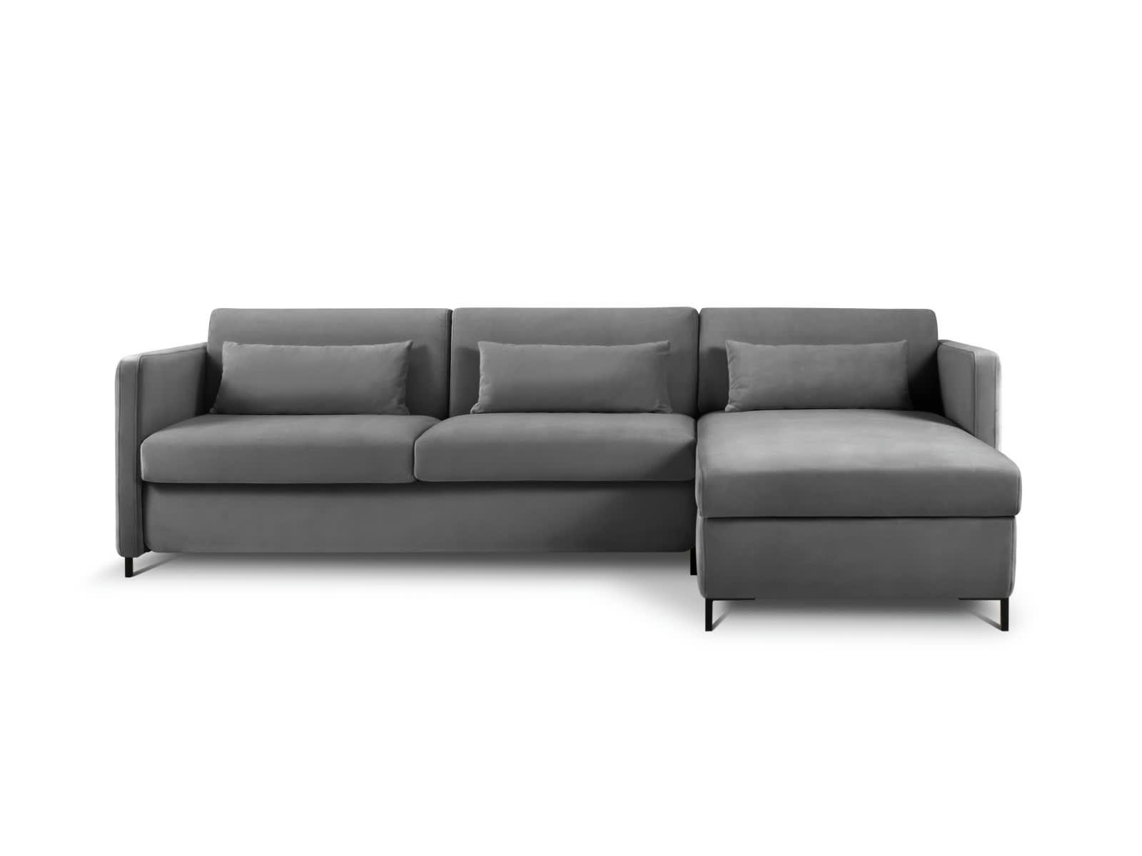 YANIS - Canapé D'Angle Gauche Convertible 5 places en Velours Gris